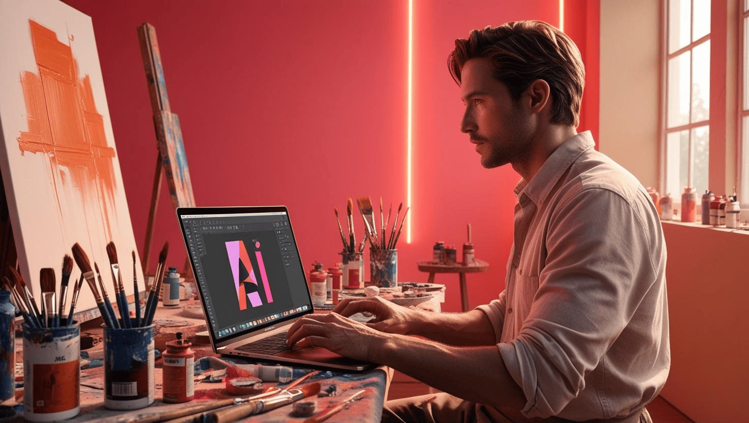 artist using digital art in his studio